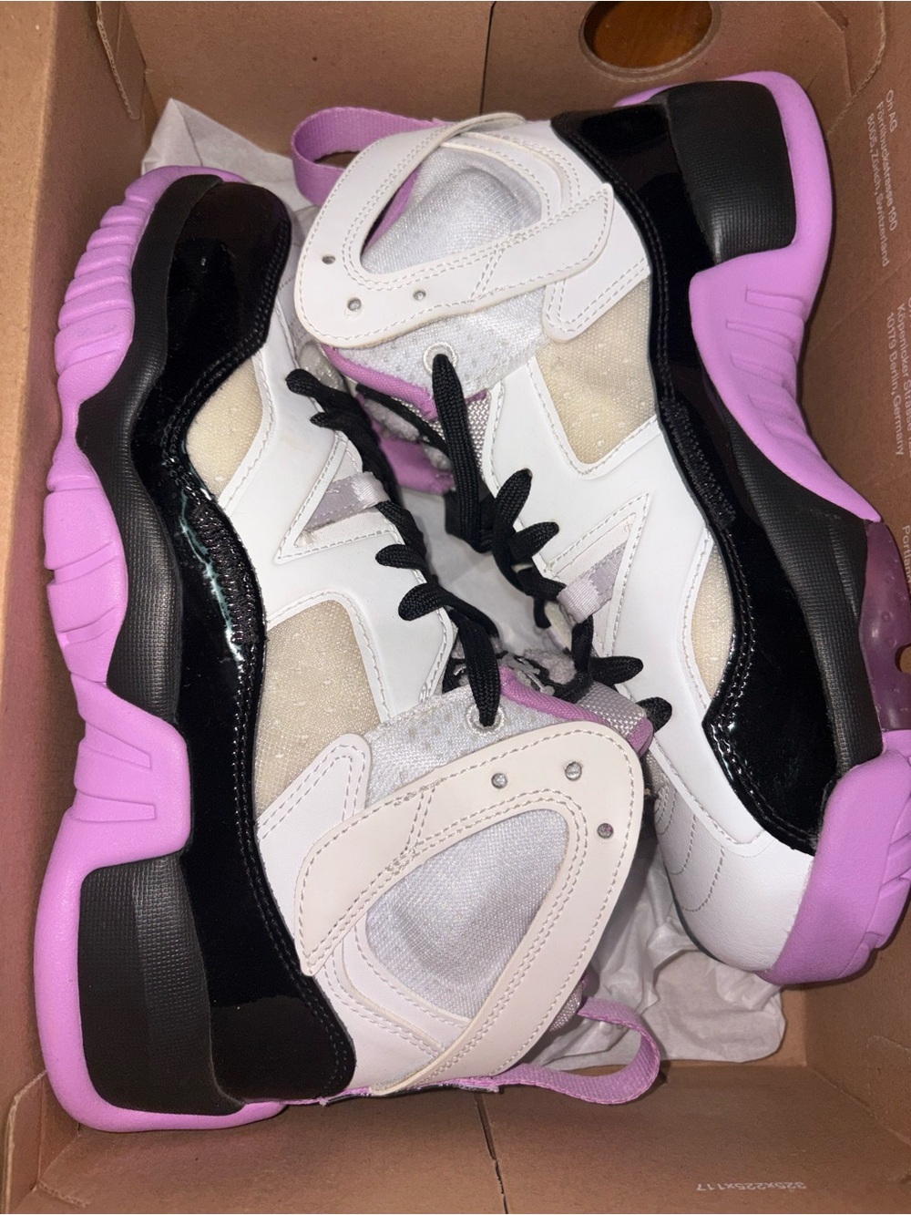 Jordan Women's Chunky Sneakers in White, Black & Lavender